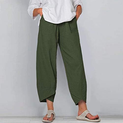Широки панталони за нозе права панталони обични памучни печати жени долги панталони со висока половината лабава со црни карго панталони