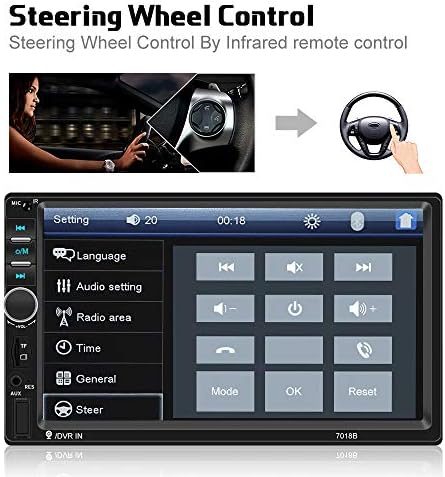 CAR Radio Double Din Car Stereo 7 LCD екран на допир во рамките на главата со Bluetooth Поддршка огледало врска/DVR/USB/FM/SD/MIC MP3 +заден