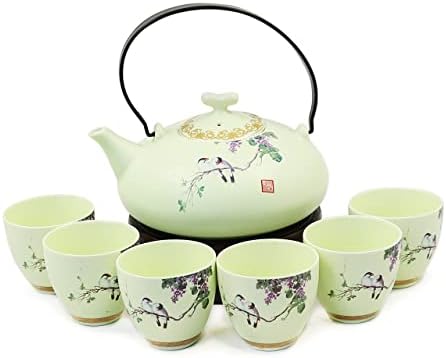 Далија Врежана Љубов Птици Висококвалитетен Мат Порцелански Чај Подарок Сет: Чајник+ 6 Чаши во Кутија За Подароци 1