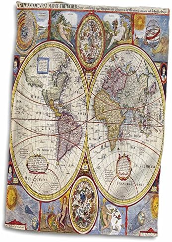 3Д роза Печати од 1626 Map of the World TWL_205043_1 пешкир, 15 x 22