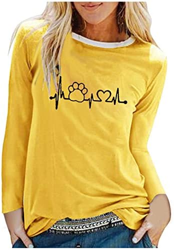 Летна есенска графичка маица за блузи за дами долг ракав 2023 облека трендовски памучен екипаж вратот бренд блуза 01