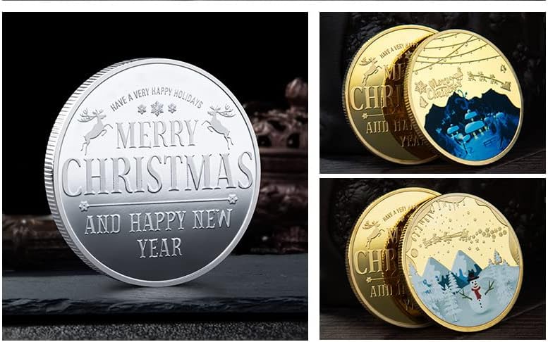 Среќен Божиќ Боја Комеморативна Монета Дедо Мраз Медал Колекционерски Монета Занаети Колекционерски Предмети Дома Декорација Предизвик