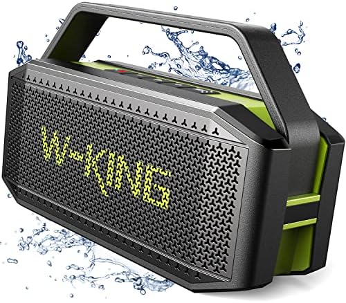 W-King Bluetooth звучници 60W, IPX6 водоотпорни звучници, гласен преносен звучник безжичен, моќен стерео звучник на отворено со богат