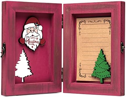 Двојна слика рамка преклопена шарка рустикална дрво рамка Санта дрвена рамка кутија ретро брава магнетна елка дизајн за фотографии