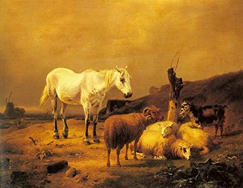 Палета за пеење 80 до 1500 $ Рака насликана од наставниците на уметнички академии - 22 wallидна уметност Коњска овца и коза во пејзаж Јуџин