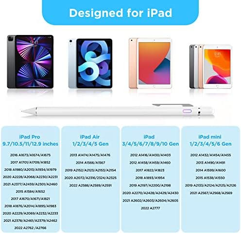 Игла Пенкало за iPad, Молив за iPad Pro 12.9/11/10.5/9.7 Инчен Воздух 5/4/3/2/1 iPad 10/9/8/7/6/5/4 Мини 6/5/4/3/2 Генерација Алтернативен