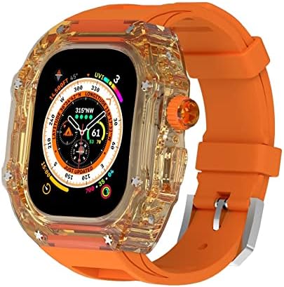 DJDLFA За Apple Watch Band 8 Ултра 49mm Часовник Бенд Транспарентен случај