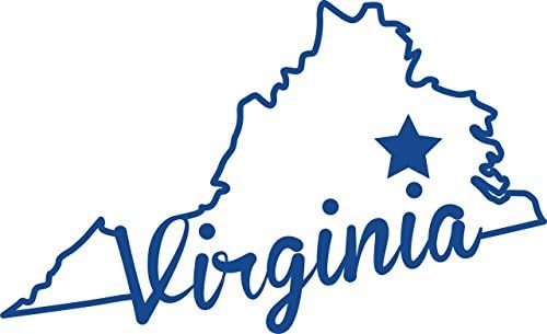 ND442B Држава на налепница за скрипта во Вирџинија | 5,5-инчи за 3,3 инчи | Премиум квалитет сино винил