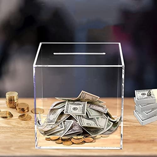 Clear Piggy Bank, кутија за заштеда на акрилични пари за деца за возрасни, тегла со слот коцка Промена на тегла за заштеда на пари, кутија за