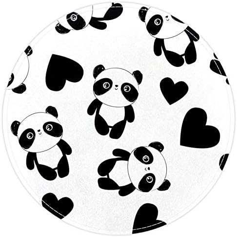 Симпатични животни кинеска мечка hartубовна шема на срце, не -лизгање 15,7 тркалезна област килими теписи за деца спална соба бебе соба игра соба расадник