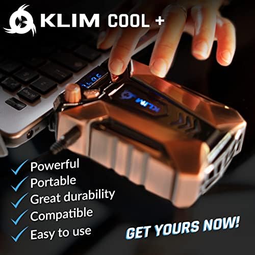 Klim Cool Metal Laptop Cooler fan - нов 2023 - најмоќниот вакуум за надворешно воздух за игри - компјутерски USB за итно ладење - тенок - преносен