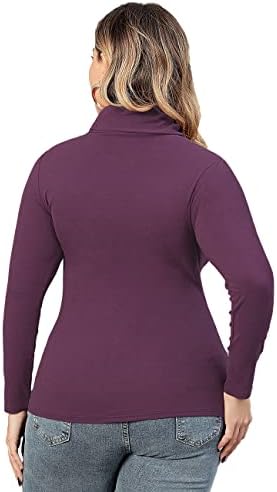 Xiagrkui жени плус големина се потсмеваат со врвови на врвови со долг ракав, тенок вграден основен слој кошула
