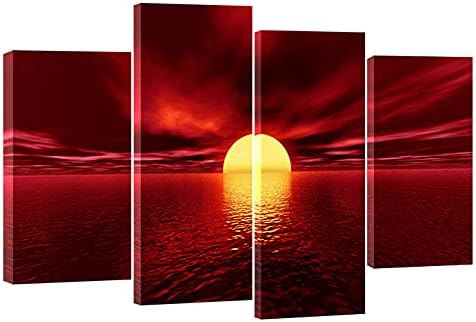 Wieco art giclee canvas отпечатоци wallидни уметности црвено море слики сонцето слики подготвени да висат за дневна соба спална