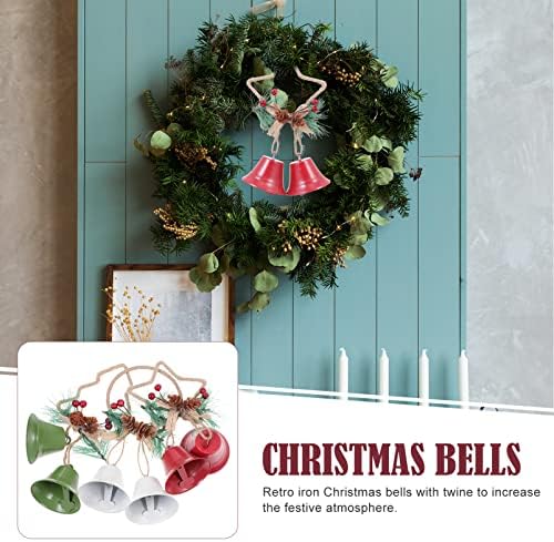 Џингл Бел Украс Закачалка За Врата: 3 парчиња Божиќно Дрво Ѕвона Од Џингл Божиќ Виси Венец Од Коноп За Празнични Уметнички Дела Ѕид Прозорец
