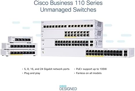 Cisco Business CBS110-24T-D Не управуван прекинувач | 24 Порта Ге | 2x1g SFP споделен | Ограничена заштита за живот и Startech.com 1u полица за решетки - 10 длабока, црна