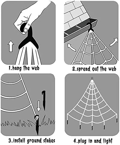 Веб -светла на пајакот за Ноќта на вештерките Peiduo, 16*15FT осветли црна пајак веб со 135 LED водоотпорни виолетови светла за забавен двор бар прогонуван дом украсен дом и у