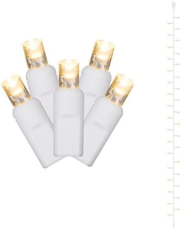 Викерман 50 топло бело трепет широк агол LED завеса светло на бела жица, 25 'Божиќно светло влакно