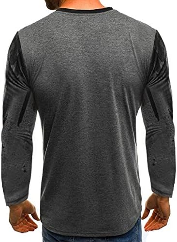 Печатена шарена маица за мажи, тенок фит долги ракави мускули модни обични меки спортови удобни врвови блузи