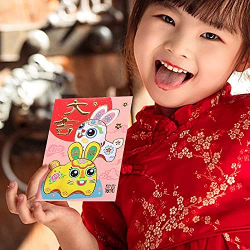 АБУФАН 2023 Кинески Новогодишни Црвени Пликови: 60 парчиња 2023 Година Среќна Зајачка Година Црвени Пакети ЏЕБОВИ За Пари НА ЦНИ Лаи