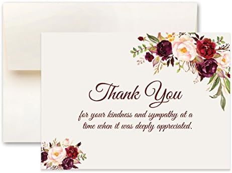 Впечатоци 50 картички за признавање на симпатии, белешки за погребна благодарност, вклучуваат коверти