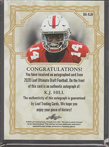 2020 LEAF Ultimate Draft Autograph Silver #Ba-Kjh K.J. Хил Охајо државен Бакис Auto SER50 RC RC Dookie First Card Officion Player лиценцирана картичка за тргување со фудбал