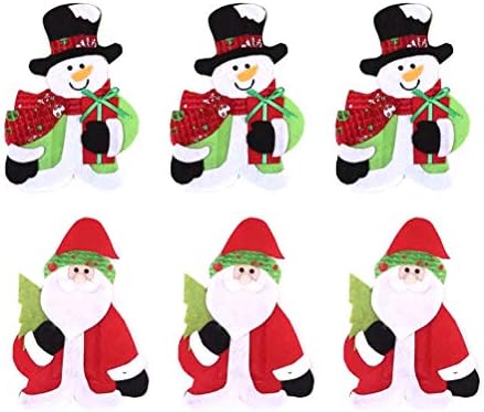 Абаодам 6 парчиња Симпатичен Држач За Божиќни Садови Креативна Торбичка За Складирање Божиќен Дедо мраз И Снешко Дизајн Прибор За