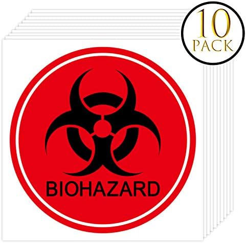 Налепници за предупредување за биохазард 5 ”тркалезни црвени биохазард налепници знаци за лаборатории, болници и индустриска употреба