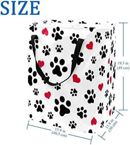 Отпечатоци од Стапала за Кучиња И Мачки Печатење Склопувачки Пречки за Перење Алишта, 60 ЛИТРИ Водоотпорни Корпи За Перење Алишта