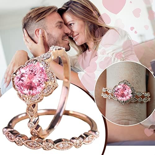Ringsенски ангажман прстени гроздобер цветна шампањски ангажман прстен розов дијамантски венчален бенд прстен прстен роза роза