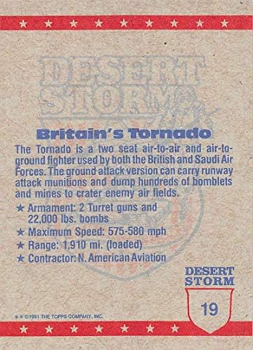 1991 Топс Пустинска Бура Жолто Лого Писмо Коалиција за Мировни Трговски Картички 19б Британско Торнадо