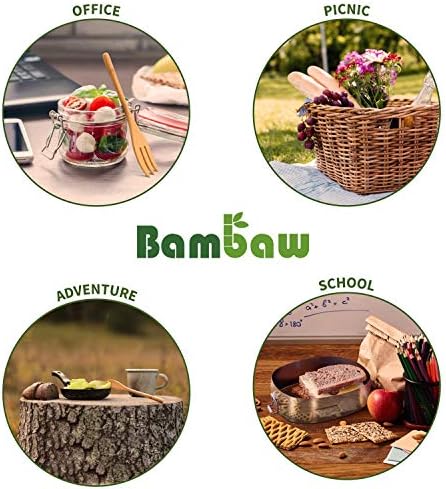Сет на бамбус прибор за јадење | Сет за сребро бамбус | Нож, вилушка, лажица, слама | | Поставен рамка за бамбус | Бамбус прибор во