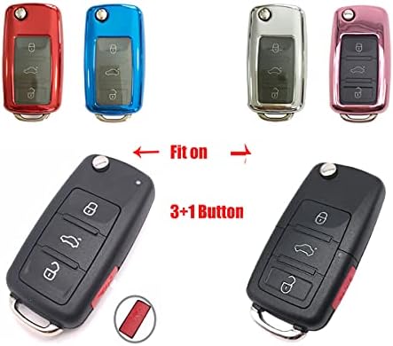 4 копчиња Преклопување на клучот за замена на клучот FOB Cover Cover Fict for VW Jetta Passat Golf Beetle Rabbit Gti CC EOS без клуч