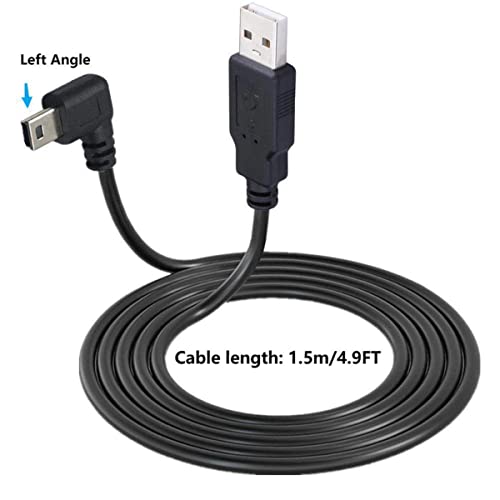 Shanfeilu 90 степени мини USB кабел Агол Mini 5PIN USB B MALE TO USB 2.0 машки кабел за полнење за полнење на податоци за GPS CAM црн