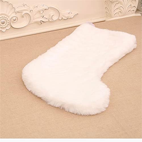 F9ie1c чиста бела плишана Божиќна чорапна торба Божиќна декорација приврзок