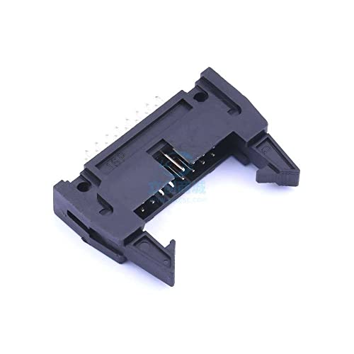 PCS 2.54mm конектор за жица до табла, рог, двоен ред, 180 степени, PBT материјал, црн, долг LUG, PC3.2, 2x08P IDC конектор