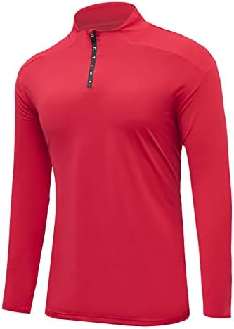 ФРТЦВ Менс кошули четвртина патент-маички за вежбање со долг ракав Атлетски голф маичка Брзо суво трчање врвни маици