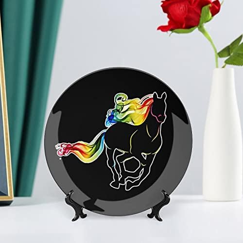 Шарена коњска коска Кина Декоративна чинија Керамички плочи занает со приказ за украси за домашна канцеларија