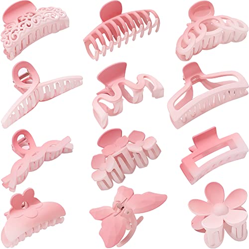 12 PCS Hair Clips - Large Claw Clips for Thick Thin Hair - Multi-style Hair Claw Clips - Nonslip Big Hair Clips for Women Girls - Perfect Jaw Hair Accessories