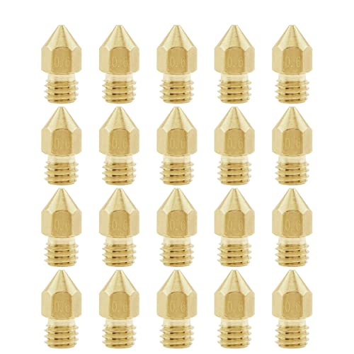 Digiyes 20pcs 0,6 mm MK8 3D печатач месинг на екструдер млазници за Anet A8 Makerbot Creality CR-10 S4 S5 Creality Ender 3 Ender