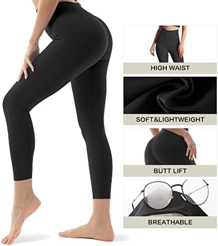 3 пакувани хеланки со високи половини за женски задникот Контрола на стомакот, панталони за јога, кои не се проследуваат панталони за вежбање.