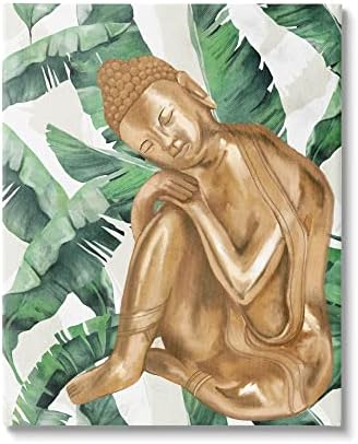 Тропски индустрии Тропски лисја образец Буда платно wallидна уметност, дизајн од Лил 'Руе