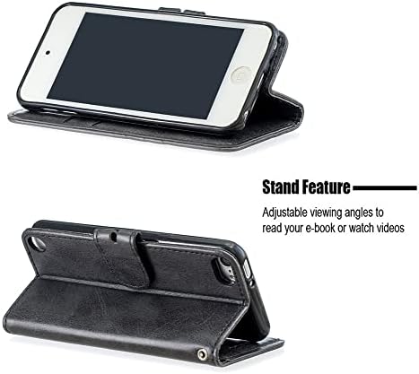 IsAdenser компатибилен со iPod Touch 5 Case ipod Touch 6 Flip Cover Business Premium PU Flip Flip Chickstand & Credit Slots Wallet Tephel Case