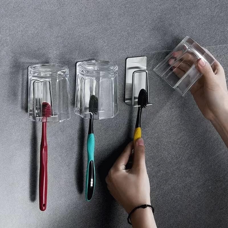 Tfiiexfl држач за четки за заби решетката за бања wallид што виси заградува за заби за заби за бања додатоци за складирање на бања