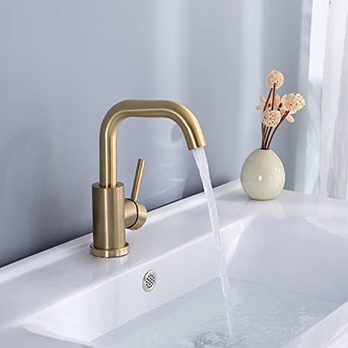 Тапа за бања четкана златна бања бања тапа ладна и топла мијалник мијалник мијалник Допрете единечна рачка палуба монтирана вода чешма