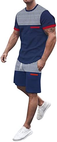 РВИДБЕ летни облеки за мажи Стилски 4 -ти јули печатени печати за печатење спортски летни костуми кратки ракави и шорцеви поставени за мажи
