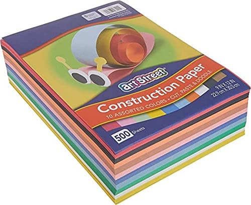 Лесна градежна хартија за улица „Пејкон Арт“ - 9 x12 | 10 разновидни бои | Пакет од 500