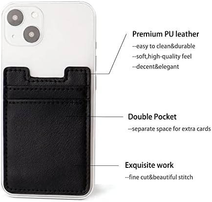 Pulgamo 2pack Телефонски паричник, кожен држач за телефонски картички лепило стап на џеб за кредитна картичка за задниот дел од телефонскиот