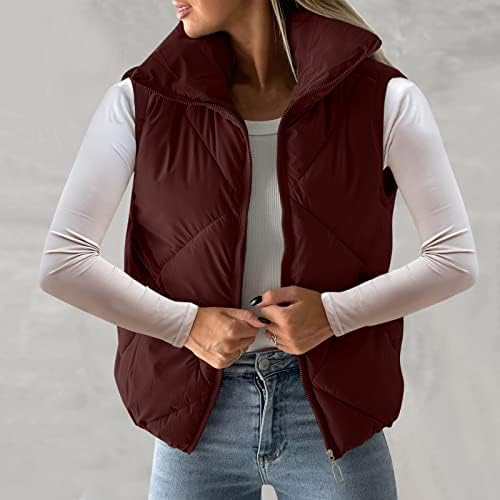 Xiloccer omeенски модни јакни женски џебови целосен поштенски долги ракави ватирана јакна кратки меурчиња елек палто палто зима