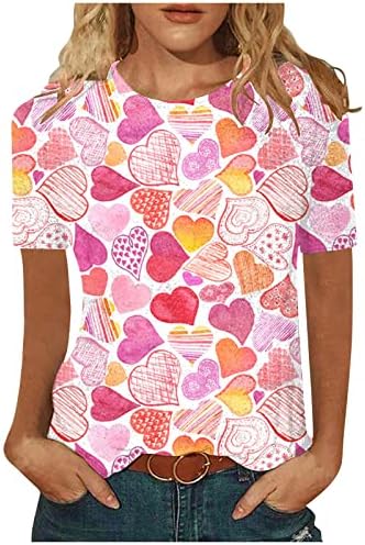 Женска женска срцева џемпер тинејџерска валентин кошула среќна кошули за ден на вineубените, пулвер врвови блуза
