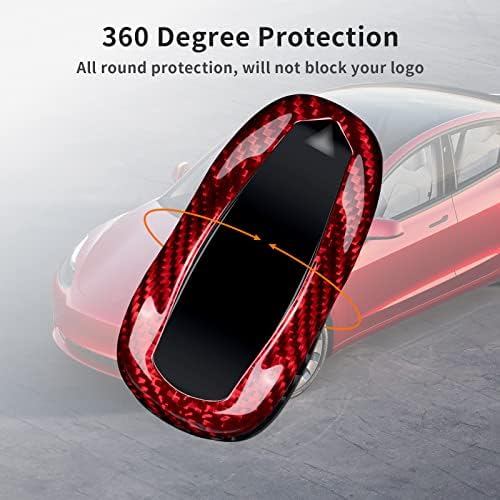 T-јаглерод за Tesla Key Fob Cover компатибилен со моделот Tesla Model 3 Model S Model Y, Real Deal Glass Fiber Key Looder FOB